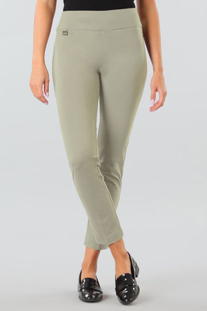 Lisette L Montreal Kathyrne Ankle Pant in Sage. Slim leg 28" inseam. 3" waistband. Snug through hip and thigh, falls straight from knee._34198912139464