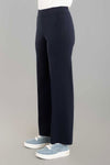 Lisette L Montreal Kathryne Wide Leg Pant in Midnight, a deep navy. Pull on pant with 3" elasticized waistband. Front slash pockets. Snug through stomach, falls from hip with lots of drape. 30" inseam._t_35062189686984