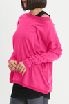 Planet Off the Shoulder T in Lipstick Pink. Pima cotton oversized tee with wide boat neck. Long sleeves. Dropped shoulders. Rib trim at neck, huff and hem. One size fits most._t_34472153776328