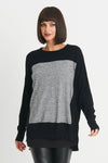 Planet Squared Sweater in Black/Asphalt.  Oversized sweater with crew neck and long sleeves.  Large contrast color square in front.  One size fits many._t_34300866724040