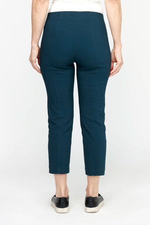Elliott Lauren Slant Pocket Crop Cargo Pant in Teal.  Pull on pant with hidden elastic waistband.  Slant front cargo pockets.  2nd cargo pocket on side.  Stud detail.  Center seam detail.  24 1/2" inseam. _60954738458990