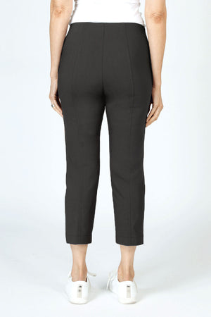 Elliott Lauren Slant Pocket Crop Cargo Pant in Anthracite.  Pull on pant with hidden elastic waistband.  Slant front cargo pockets.  2nd cargo pocket on side.  Stud detail.  Center seam detail.  24 1/2" inseam. _61236680786286