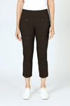 Elliott Lauren Slant Pocket Crop Cargo Pant in Chocolate.  Pull on pant with hidden elastic waistband.  Slant front cargo pockets.  2nd cargo pocket on side.  Stud detail.  Center seam detail.  24 1/2" inseam. _t_61236680556910