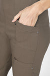 Elliott Lauren Slant Pocket Crop Cargo Pant in Toast.  Pull on pant with hidden elastic waistband.  Slant front cargo pockets.  2nd cargo pocket on side.  Stud detail.  Center seam detail.  24 1/2" inseam. _t_61236680687982