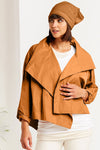 Planet Nylon Asymmetrical Jacket in Chestnut.  Large collar asymmetrical front jacket.  Back comes to point.  No closures. Oversized fit.  One size fits many._t_61184970129774