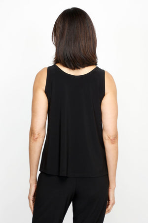 Sympli Go To Tank Relax Short in Black.  Sleeveless modified scoop neck top with side slits.  A line shape.  Relaxed fit.  _61386331521390