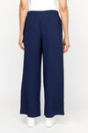 Habitat Crinkle Flat Front Pant in Navy.  Pull on pant with flat waistband in front and elastic in back.  2 front side seam pockets.  Wide leg.  Single button patch pocket on left leg.  28 1/2" inseam._t_61206338273646