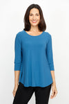Sympli Go to Classic Relax in Lake.  Crew neck, 3/4 sleeve top with curved hem and side slits.  Relaxed fit._t_61384809349486