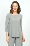 Sympli Go to Classic Relax in Taupe.  Crew neck, 3/4 sleeve top with curved hem and side slits.  Relaxed fit._t_36106535534792