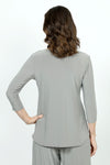 Sympli Go to Classic Relax in Taupe.  Crew neck, 3/4 sleeve top with curved hem and side slits.  Relaxed fit._t_36106535567560