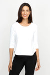 Sympli Go To Classic Relax Short in White.  Scoop neck, 3/4 sleeve top with u-shaped hem.  Shorter length than the regular classic.  _t_61205771911534