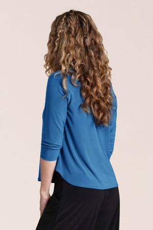 Sympli Go To Classic Relax Short in Lake.  Scoop neck, 3/4 sleeve top with u-shaped hem.  Shorter length than the regular classic.  _61384796733806