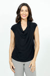 Sympli Draped Cowl Neck top in Black.  Soft draped cowl neck with cape sleeve.  Curved hem.  Relaxed fit._t_52882878103918