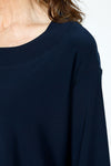 Sympli Splice Double Cuff Top in Navy.  Crew neck top with center seam and banded bottom.  3/4 sleeve with double cuff.  Raw edges.  Relaxed fit._t_59519404900718