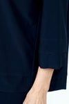 Sympli Splice Double Cuff Top in Navy.  Crew neck top with center seam and banded bottom.  3/4 sleeve with double cuff.  Raw edges.  Relaxed fit._t_59519405162862