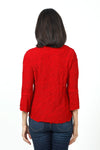 Sno Skins Dream V Neck Top in Vampire. Textured swirl tone on tone print. V neck top with 3/4 bell sleeve. Curved hem. Relaxed fit.._t_34622208573640