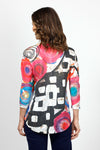 Tribut Abstract Boxy Top in Multi. Bold mix of abstract circles and geometric blocks. Crew neck 3/4 sleeve knit with curved hem. Relaxed fit._t_35042905063624