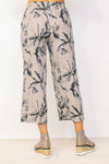 Habitat Flat Front Flood Pant in Taupe with black and white floral. Flat front pull on pant with elastic back. Side slash pockets. Relaxed through hip and thigh. Relaxed leg. 26" inseam._t_35122810192072