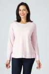 Metric Linen Front Seam Side Slit Sweater in Pale Pink.  Cotton/linen slub knit.  Crew neck with long sleeves.  Raised center seams front and back.  Rib trim at neck,hem and cuffs.  Side slits. High low hem.  Relaxed fit._t_59972002218350