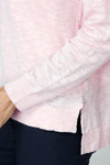 Metric Linen Front Seam Side Slit Sweater in Pale Pink.  Cotton/linen slub knit.  Crew neck with long sleeves.  Raised center seams front and back.  Rib trim at neck,hem and cuffs.  Side slits. High low hem.  Relaxed fit._t_59972002185582