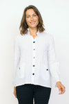 Habitat Pucker Scoop Retro Jacket in White. Adjustable wire collar pucker jacket with metallic novelty buttons. Bracelet sleeves with split cuff and button detail. 2 front button patch pockets. Back yoke with inverted pleat.Relaxed fit._t_35123189252296