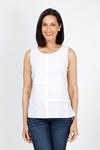 Habitat Pucker Lapped Seam Tank in White.  Crew neck sleevess top with front pieced construction and lapped seam detail.  Pucker fabric.  Relaxed fit._t_35322887078088