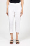Habitat Pucker Capri in White. Pull on pant with 1 1/2" front flat waistband and elastic back. No pockets. Relaxed through hip and thigh; straight to hem. 22" inseam._t_35123233587400
