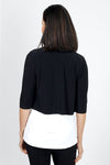 Sympli Bolero Cardigan in Black. Cropped open cardigan with 3/4 sleeve. Relaxed fit._t_35033444090056