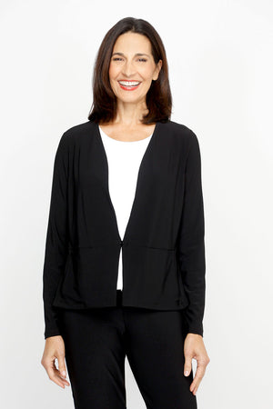 Sympli All Day Cardigan in Black.  Shaped front with single button closure.  Angled seam at waist.  Long sleeves.  Relaxed fit._61437081321838