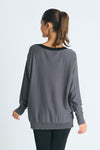 Planet Freeway Sweater in Multi.  Black, gray, vapor, white and yellow mix of color block and geometric shapes.  Crew neck long sleeve sweater with dropped shoulders.  Plain back.  Rib trim at neck, hem and cuff.  High low hem.  Side slits.  One size fits many.  Oversized fit._t_61012375830894