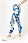 Sympli Nu Yoke Legging in Watery. Watercolor blue, cashew with touches of yellow print. 3" yoke waistband legging. 26" inseam._t_35067905343688