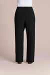 Sympli Suitable Rapt Pant in Black.  Pull on pant with set in waistband.  Draped asymmetric panel on across left front leg.  Straight leg.  Plain back.  30" inseam._t_61386354360686