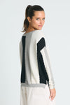 Planet Ric Rac Sweater in Black/Titanium/Stone. Slightly cropped pima cotton/modal knit with long sleeves and dropped shoulders.  Vertical striping with wavy edges.  Solid rib trim at neck and hem.  Side slits.  One size fits many.  Slightly oversized fit._t_61012428030318