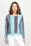 Planet Ric Rac Sweater in Lava/Haze/Vapor.  Slightly cropped pima cotton/modal knit with long sleeves and dropped shoulders.  Vertical striping with wavy edges.  Solid rib trim at neck and hem.  Side slits.  One size fits many.  Slightly oversized fit._t_61012413415790