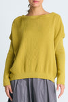 Planet Basic Waffle Sweater in Chartreuse.  Crew neck long sleeve waffle weave knit.  Drop shoulders.  Rib trim at neck, hem and cuff.  Oversized fit. One size fits many._t_61185075773806