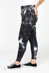 Lolo Luxe Tie Dye Cuffed Jogger in Black.  Cotton screen print tie dye.  Pull on pant with elastic waist and drawstring.  Front pouch pockets with drawstring.  Cuffed rib hem.  28" inseam._t_61430400188782