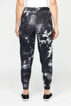 Lolo Luxe Tie Dye Cuffed Jogger in Black.  Cotton screen print tie dye.  Pull on pant with elastic waist and drawstring.  Front pouch pockets with drawstring.  Cuffed rib hem.  28" inseam._t_61430400221550