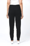 Lolo Luxe Solid Cuffed Jogger in Black. Knit pant with elastic waist and drawstring. Cuffed bottom. Inseam: 29"_t_52964601659758
