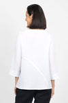 Habitat Travel Swing Tunic in White. Solid lightly crinkled top with crew neck and 3/4 sleeve. Diagonal seaming in front and back with raised edge. Swing shape. Slightly oversized fit._t_35123305349320