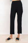 Habitat Travel Ruched Ankle Pant in Black.  Pull on textured pant with wide dropped waistband.  2 front slash pockets.  Ruching detail at side leg.  27" inseam._t_35123404013768