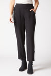 Habitat Travel Ruched Ankle Pant in Black.  Pull on textured pant with wide dropped waistband.  2 front slash pockets.  Ruching detail at side leg.  27" inseam._t_61477088592238
