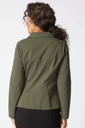 Habitat Stone Wash Urban Jacket in Forest.  Pointed collar button down jacket.  Long sleeves with roll edge.  Contour seaming.  Inset panel at hem.  Relaxed fit._61472322060654