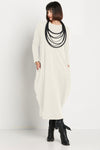 Planet French Terry Bubble Dress in Stone.  Crew neck long sleeve dress with bubble shape and cinched hem.  Asymmetric seam detail in front.  Oversized fit.  One size fits many.  _t_61187812163950