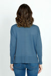 Metric Pull Over Seam Sweater in Colony Blue.  Crew neck long sleeve sweater with center raised seams.  Deep rib trim at hem and cuff.  Rolled neckline.  Relaxed fit._t_61384717369710