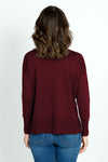 Metric Pull Over Seam Sweater in Dark Cherry.  Crew neck long sleeve sweater with center raised seams.  Deep rib trim at hem and cuff.  Rolled neckline.  Relaxed fit._t_61384717402478