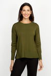 Metric Pull Over Seam Sweater in Olive Night.  Crew neck long sleeve sweater with center raised seams.  Deep rib trim at hem and cuff.  Rolled neckline.  Relaxed fit._t_61399550624110