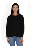 Metric Pullover Seam Sweater in Black. Crew neck sweater with center seam detail and deep ribbed hem. Long sleeves with deep rib cuff. Classic fit._t_34369716617416