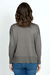 Metric Pull Over Seam Sweater in Dark Shadow.  Crew neck long sleeve sweater with center raised seams.  Deep rib trim at hem and cuff.  Rolled neckline.  Relaxed fit._t_61384717500782
