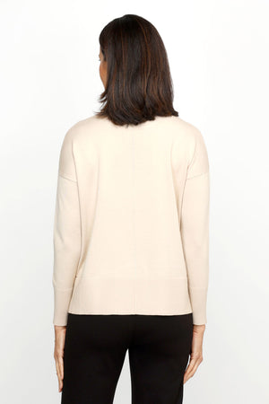 Metric Pull Over Seam Sweater in Neutral.  Crew neck long sleeve sweater with center raised seams.  Deep rib trim at hem and cuff.  Rolled neckline.  Relaxed fit._60986153730414