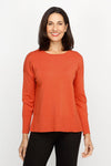 Metric Pull Over Seam Sweater in Orange Zing.  Crew neck long sleeve sweater with center raised seams.  Deep rib trim at hem and cuff.  Rolled neckline.  Relaxed fit._t_61384717435246